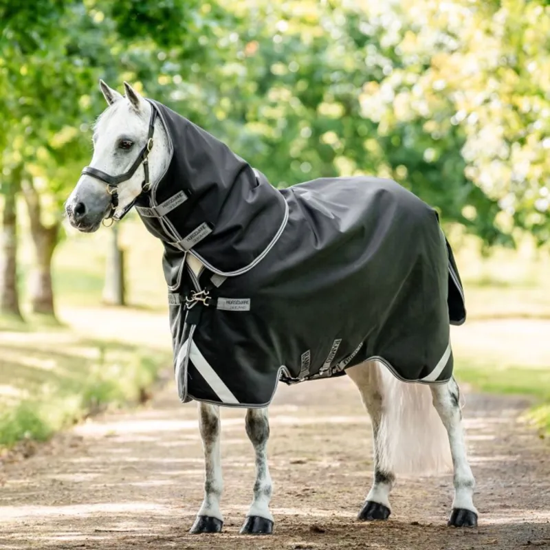 Horseware Rambo Supreme 1680D 450g Heavy Vari-Layer Turnout - Black/Thunderstorm Grey/Silver
