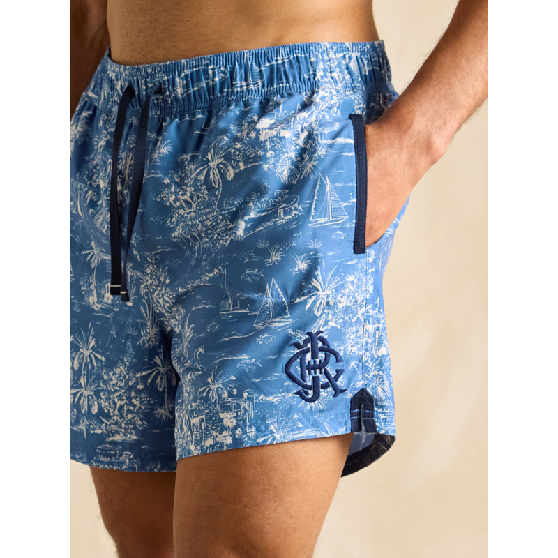 Joules Men's Overton Printed Rugby Swim Shorts - Blue-3