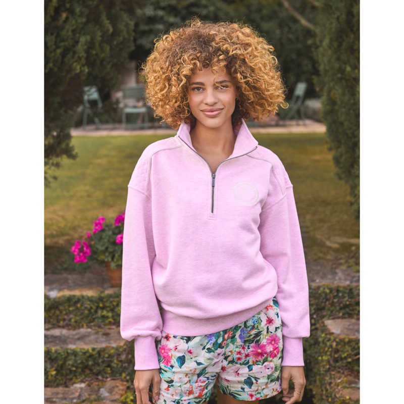 Joules Ladies Racquet Half Zip Sweatshirt - Pink-1