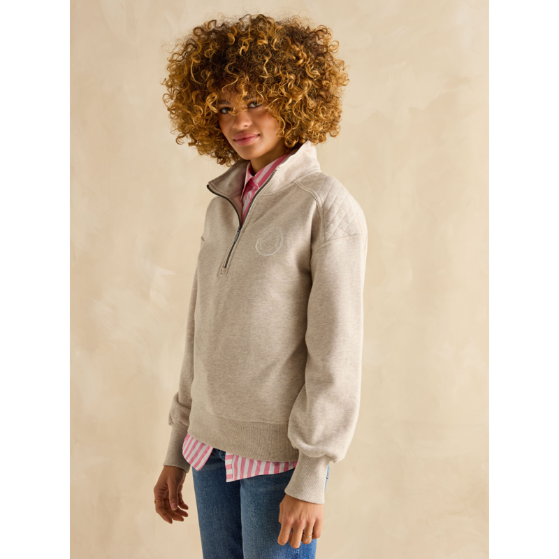 Joules Ladies Racquet Half Zip Sweatshirt - Creme-1