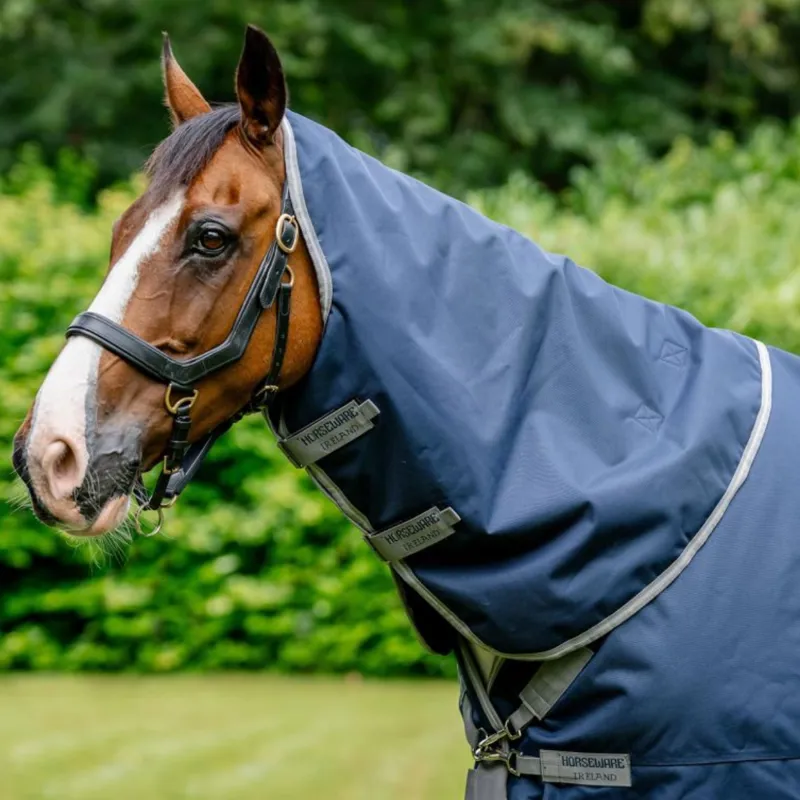 Horseware Amigo Bravo 12 XL Turnout Light 150g Rug Hood - Navy/Titanium Grey Silver