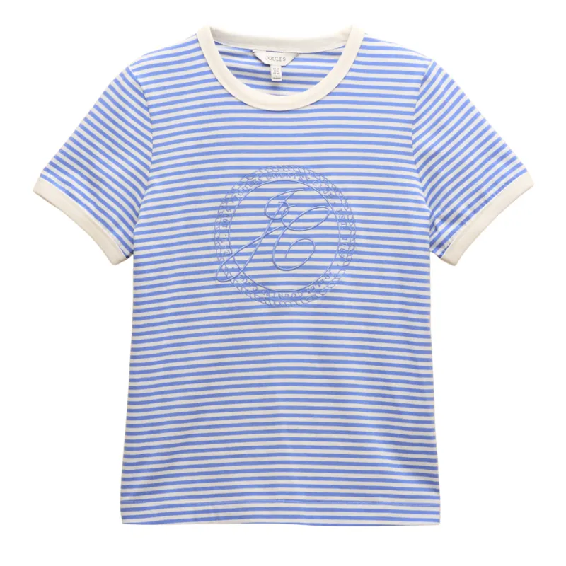 Joules Ladies Kitsford Embroidered T-Shirt - Blue Stripe