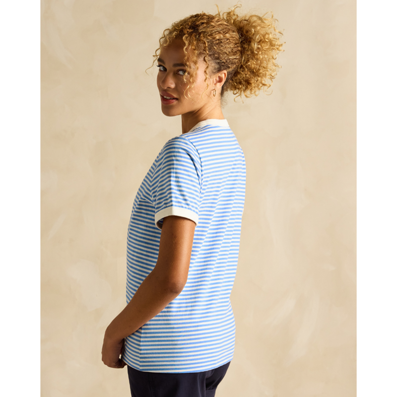 Joules Ladies Kitsford Embroidered T-Shirt - Blue Stripe-2