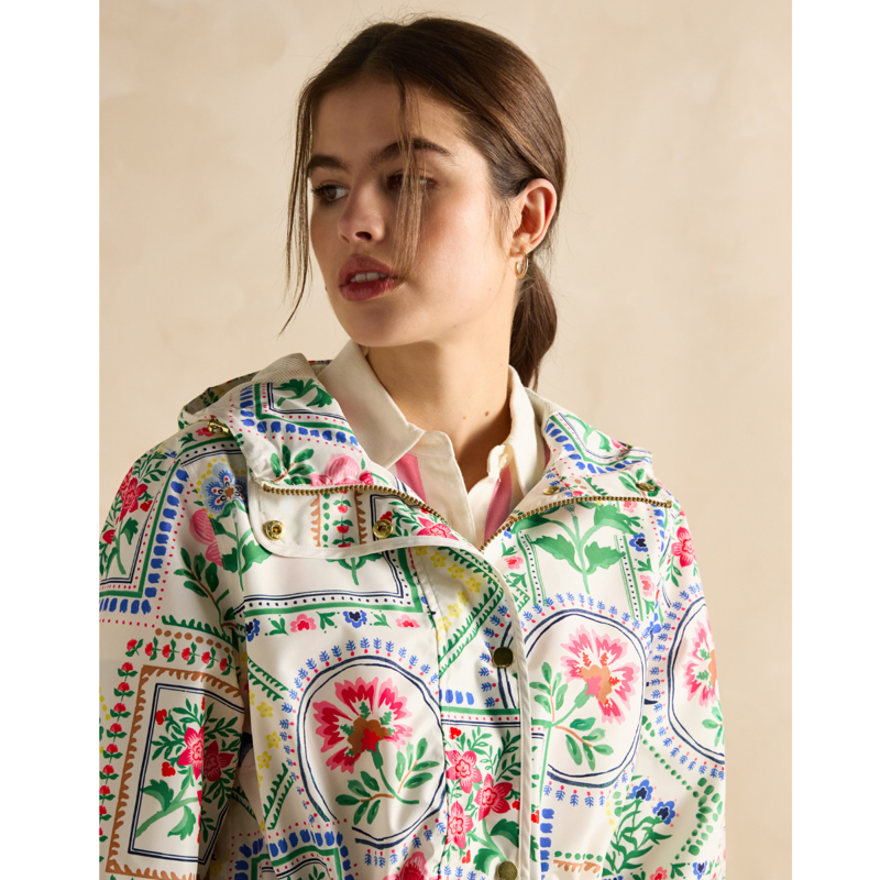 Joules Ladies Holt Packable Waterproof Raincoat - Mosaic Floral-4