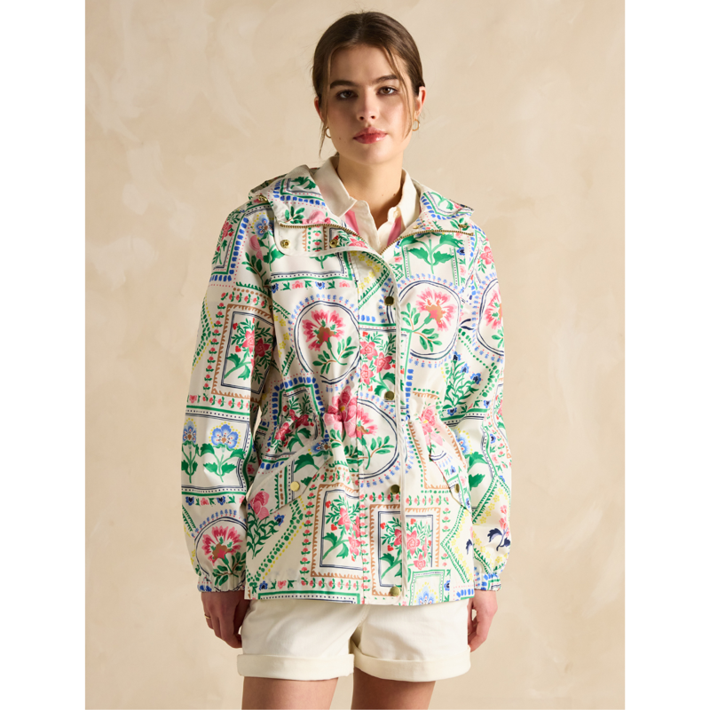 Joules Ladies Holt Packable Waterproof Raincoat - Mosaic Floral-3