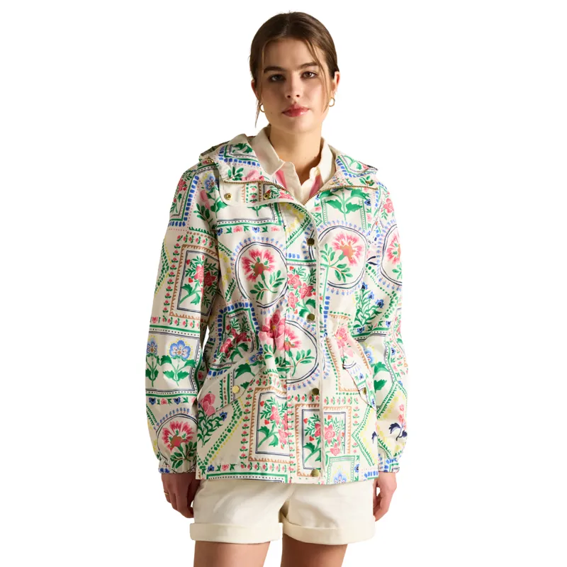 Joules Ladies Holt Packable Waterproof Raincoat - Mosaic Floral