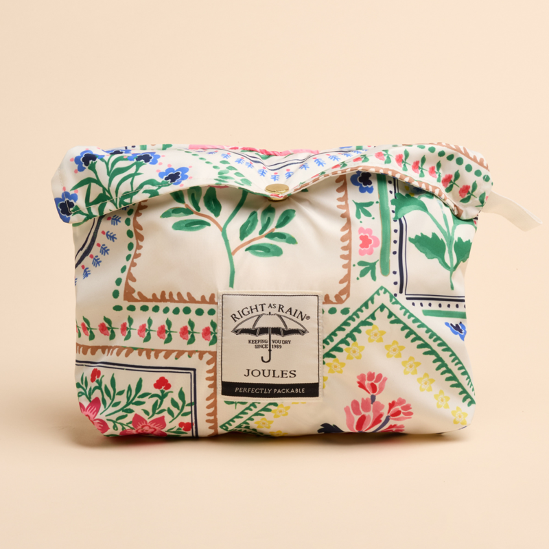Joules Ladies Holt Packable Waterproof Raincoat - Mosaic Floral-5