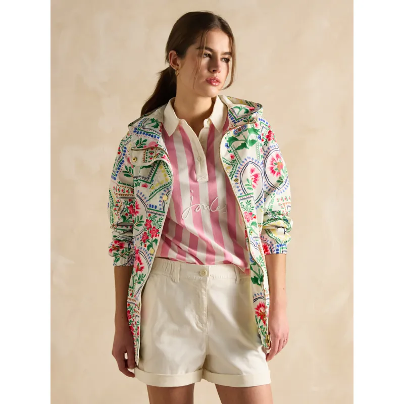 Joules Ladies Holt Packable Waterproof Raincoat - Mosaic Floral-1