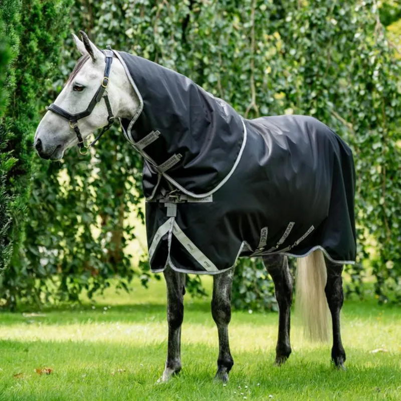 Horseware Amigo Bravo 12 Plus Light 100g Turnout Rug - Black/Titanium Grey Silver