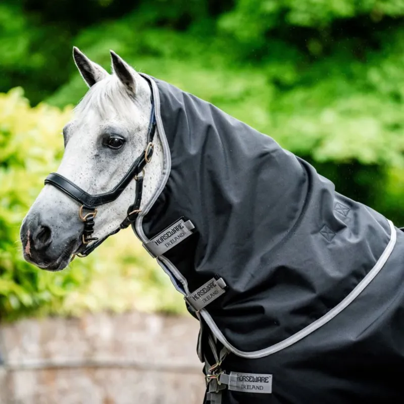 Horseware Amigo Bravo 12 Plus Light 100g Turnout Rug - Black/Titanium Grey Silver-3