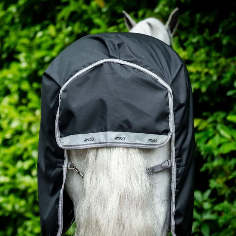 Horseware Amigo Bravo 12 Plus Light 100g Turnout Rug - Black/Titanium Grey Silver-8