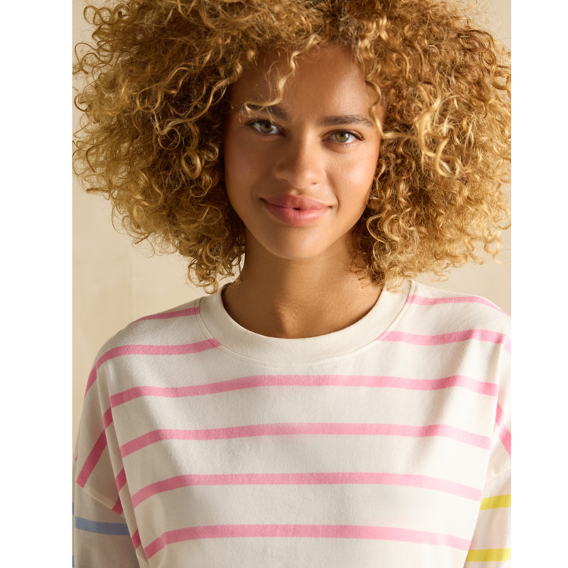 Joules Ladies Ellie Long Sleeve Jersey Top - Pink Stripe-4
