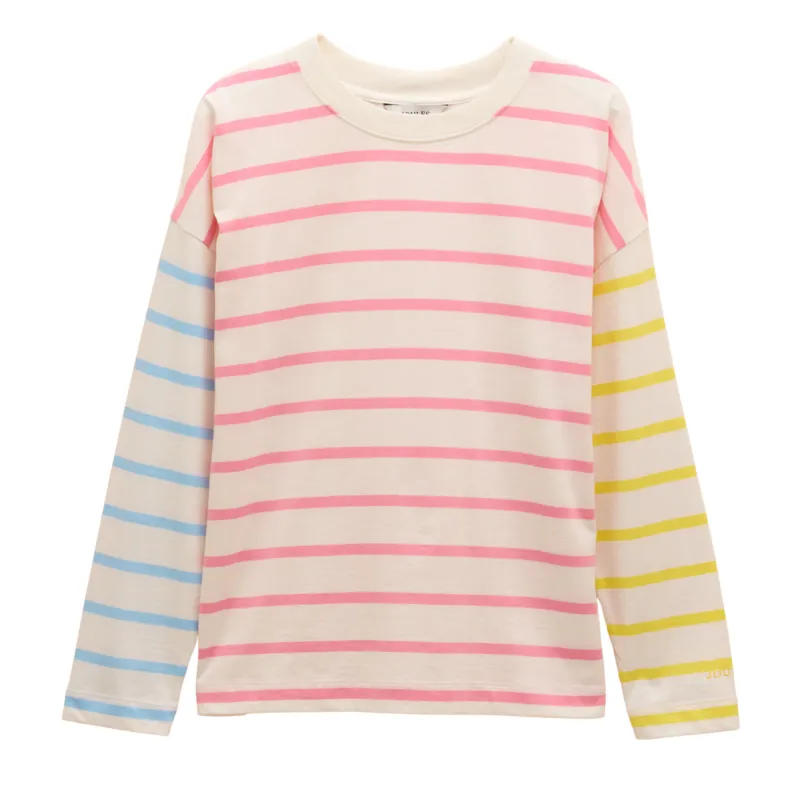 Joules Ladies Ellie Long Sleeve Jersey Top - Pink Stripe