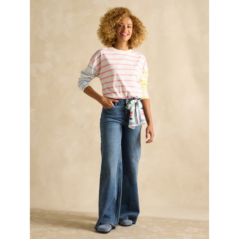 Joules Ladies Ellie Long Sleeve Jersey Top - Pink Stripe-3