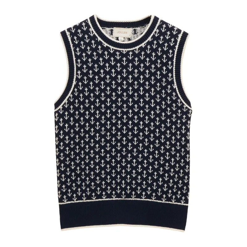 Joules Ladies Marine Knitted Anchor Vest - Navy