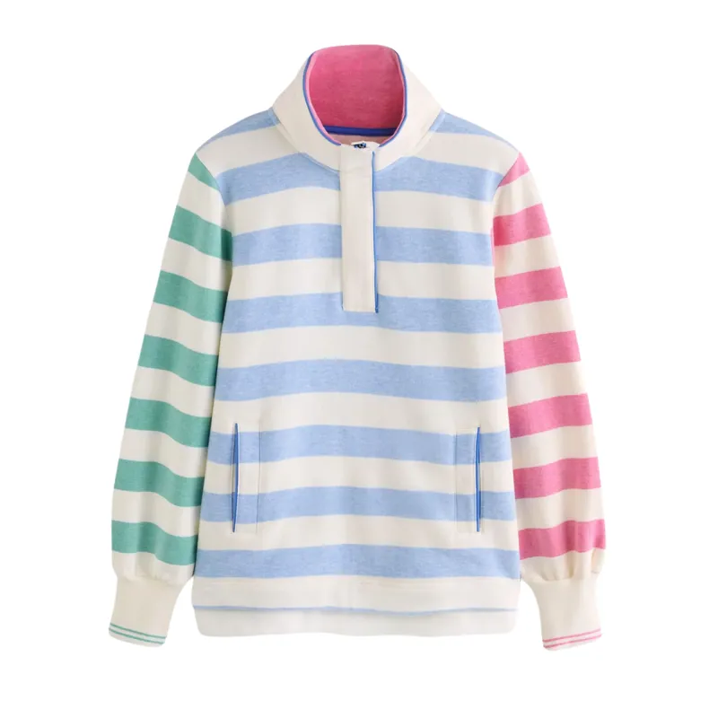 Joules Ladies Burnham Funnel Neck Quarter Zip Sweatshirt - Hotch Potch Stripe