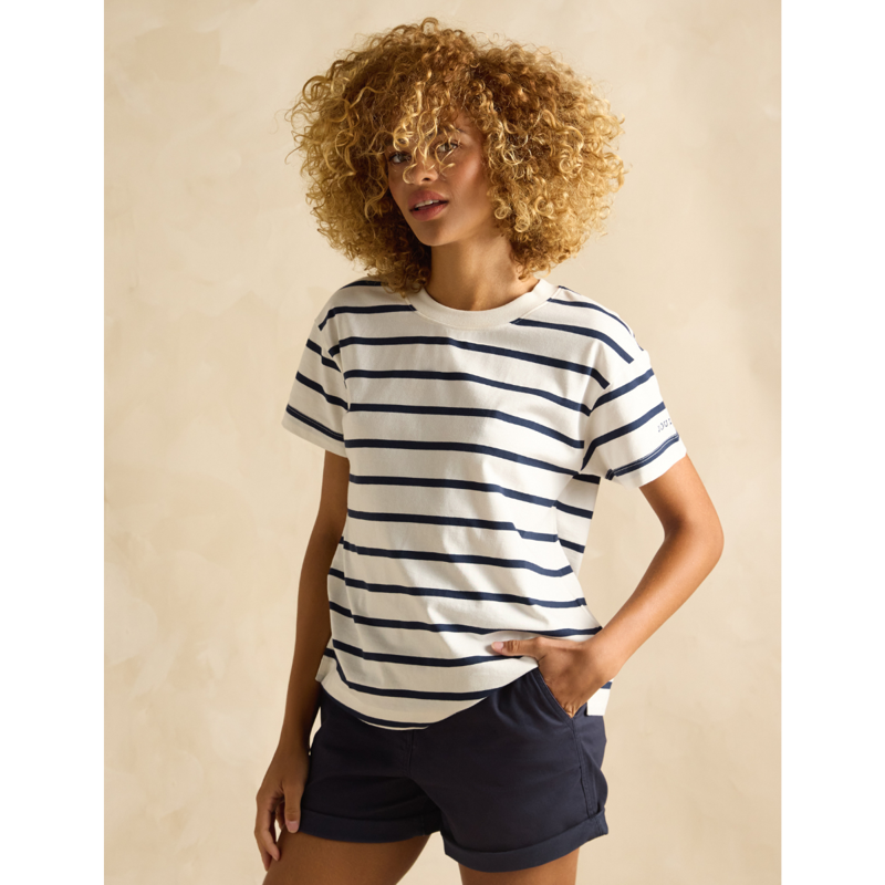 Joules Ladies Ellie Short Sleeve Jersey Top - Black/White-1