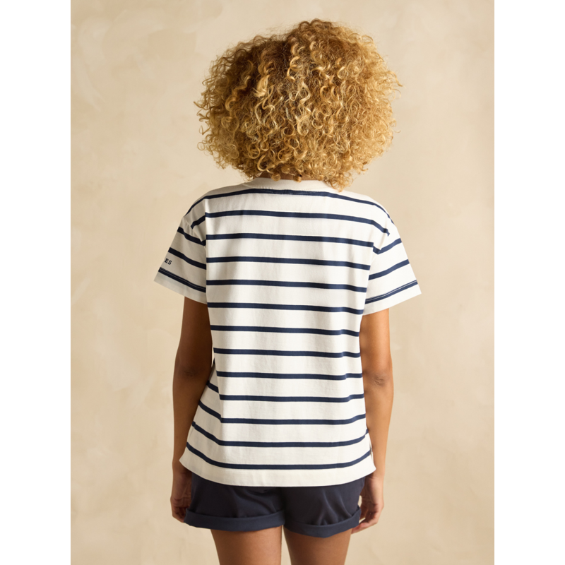 Joules Ladies Ellie Short Sleeve Jersey Top - Black/White-2