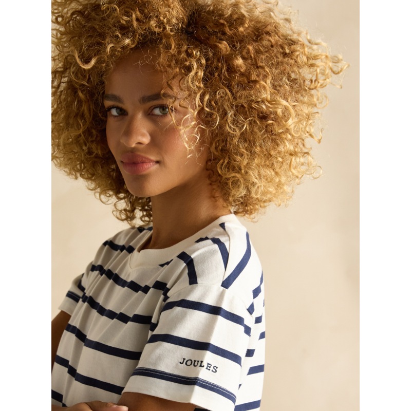 Joules Ladies Ellie Short Sleeve Jersey Top - Black/White-5