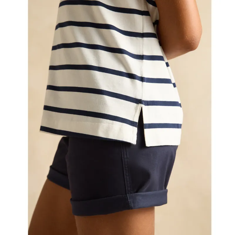 Joules Ladies Ellie Short Sleeve Jersey Top - Black/White-4