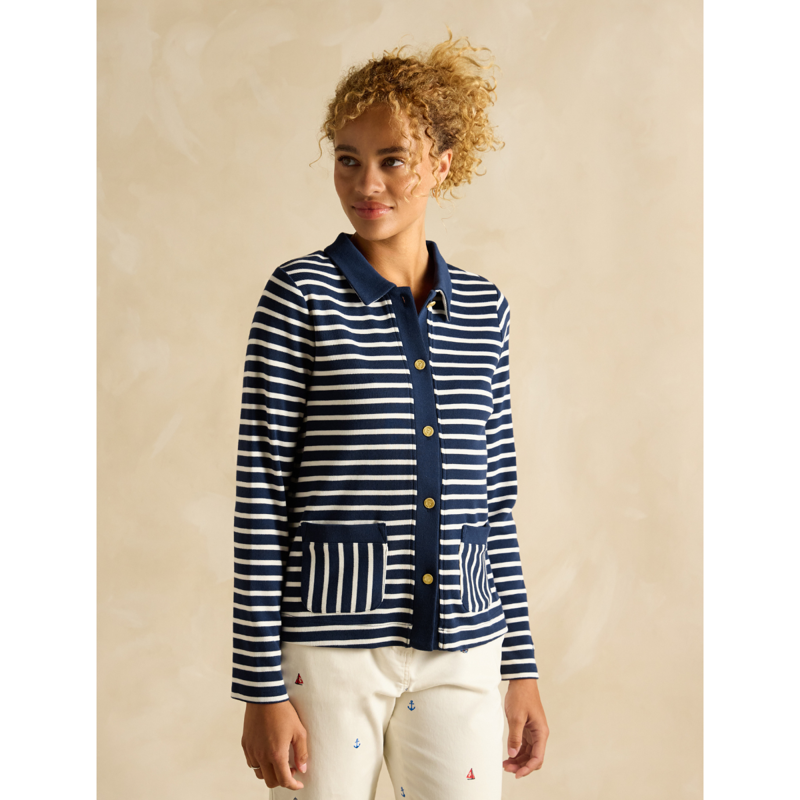 Joules Ladies Harbour Jersey Cardigan - Navy-1
