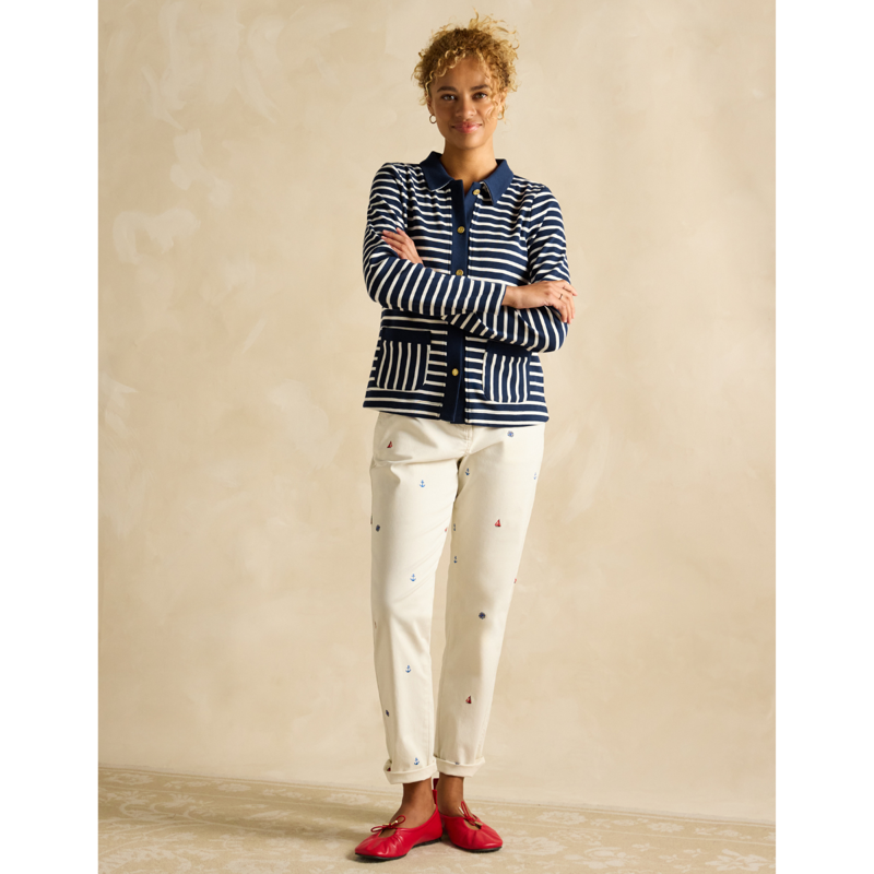 Joules Ladies Harbour Jersey Cardigan - Navy-3