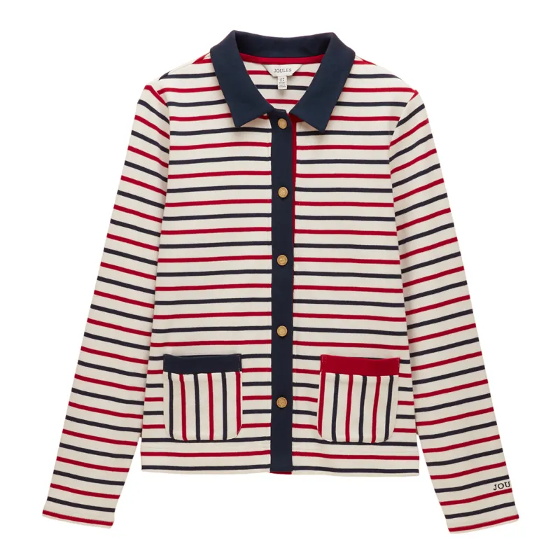 Joules Ladies Harbour Jersey Cardigan - Blue/Red