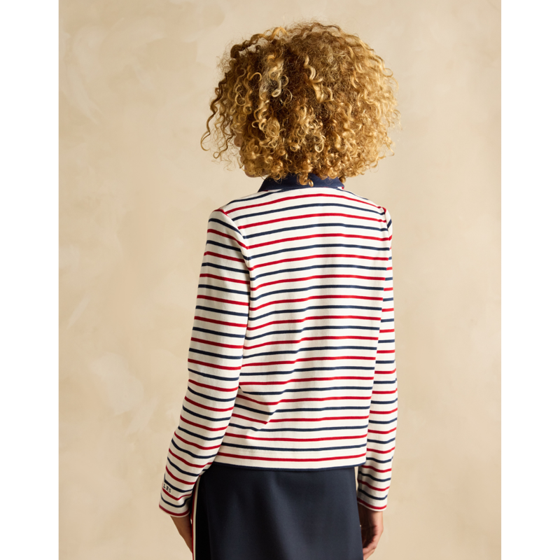 Joules Ladies Harbour Jersey Cardigan - Blue/Red-2