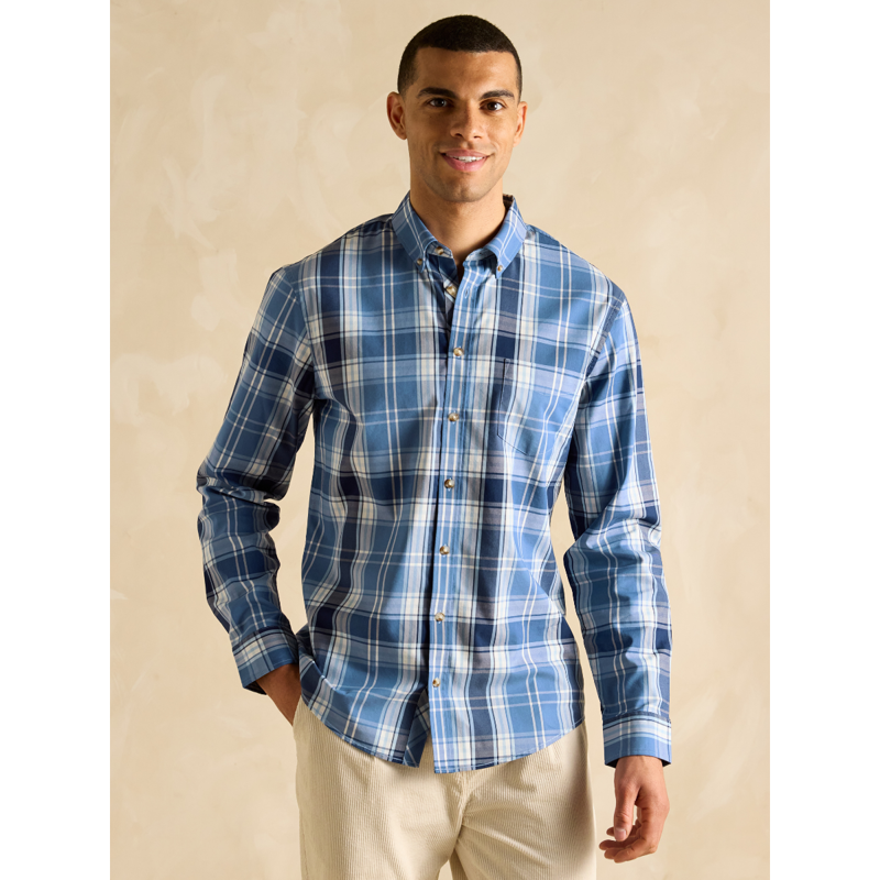 Joules Men's Get A Move On Blue Stretch Shirt - Blue/White-1