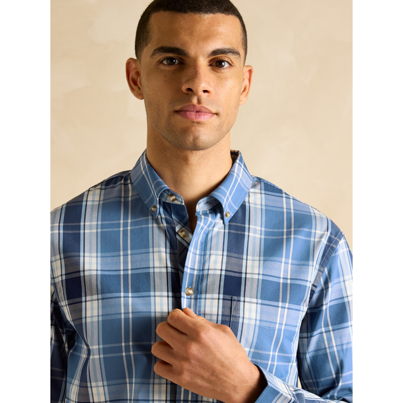 Joules Men's Get A Move On Blue Stretch Shirt - Blue/White-3