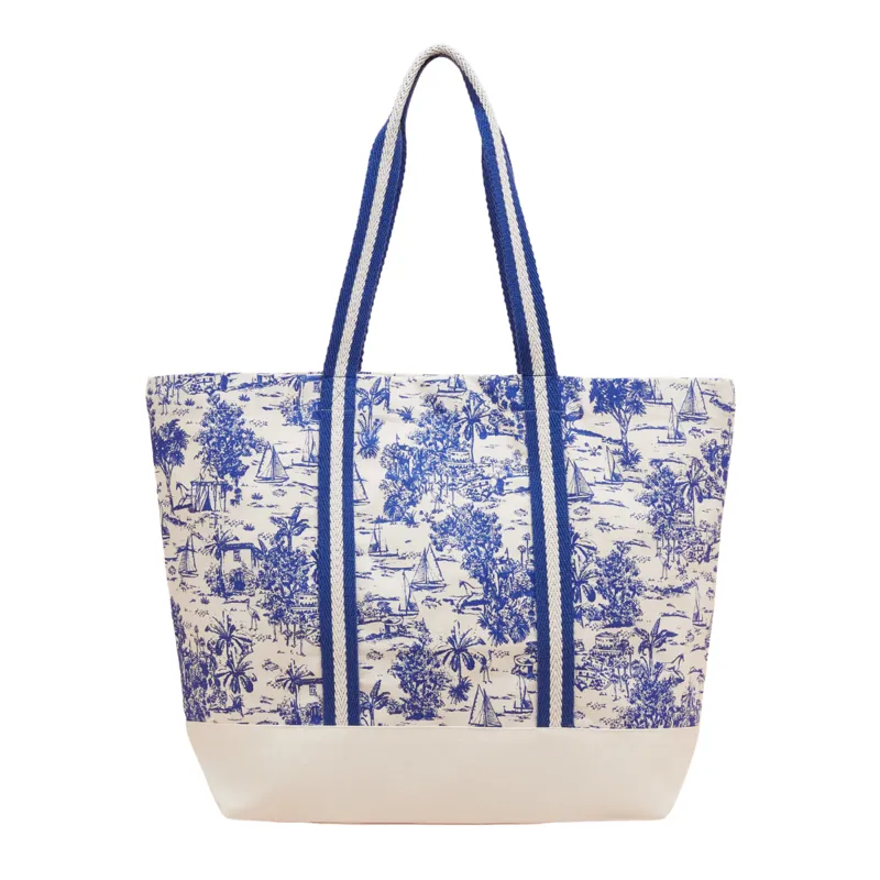 Joules Promenade Beach Bag - Blue Toile-1