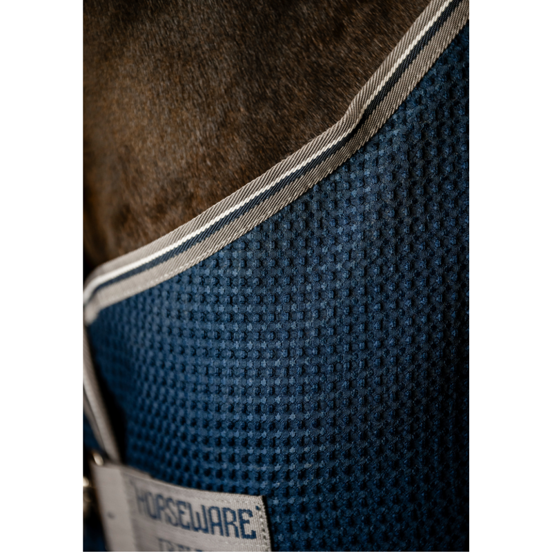 Horseware Rambo Techni Waffle Cooler - Navy/Thunderstorm Grey/Silver-2