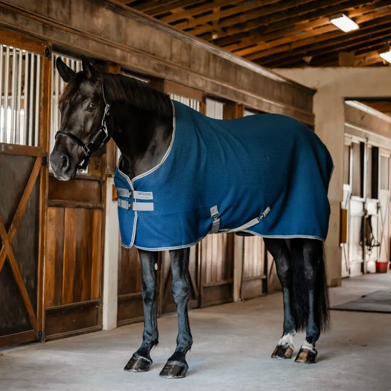 Horseware Rambo Techni Waffle Cooler - Navy/Thunderstorm Grey/Silver