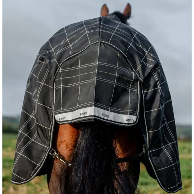 Horseware Rhino Plus Turnout Bundle - 0g Outer with 200g Liner - Black Check/Black White-2