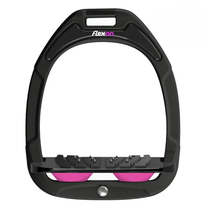 Flex-On Green Composite Stirrup - Inclined Ultra Grip - Black/Black/Pink