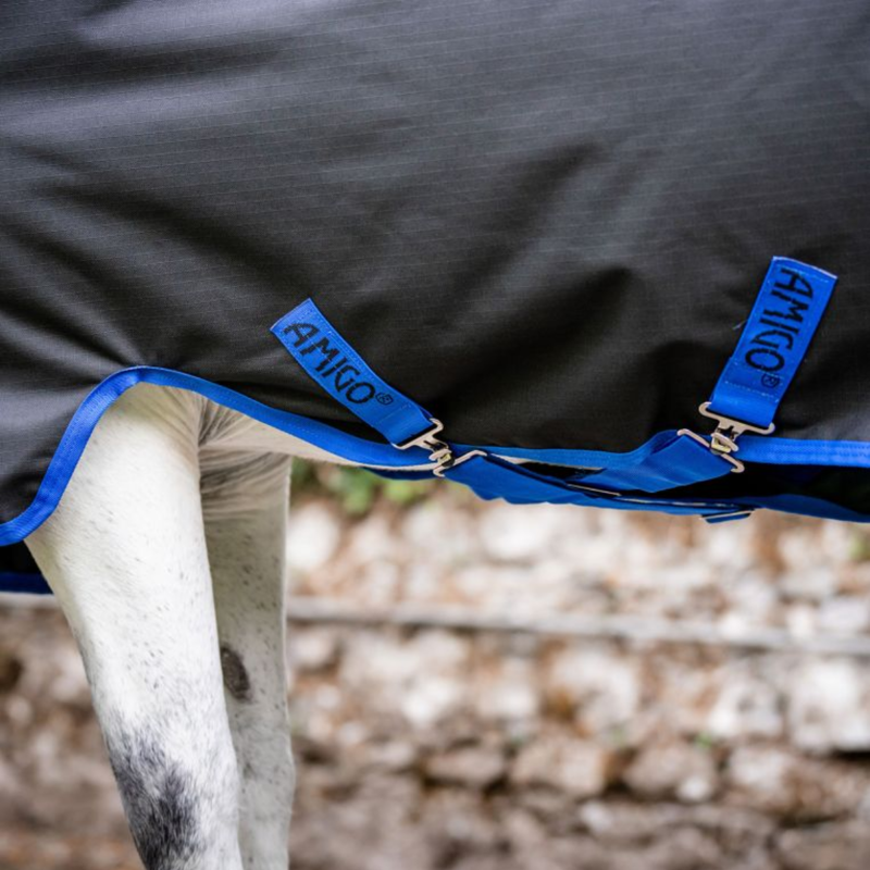 Horseware Amigo Ripstop 900D Light 50g Pony Turnout Rug - Black/Classic Blue-2