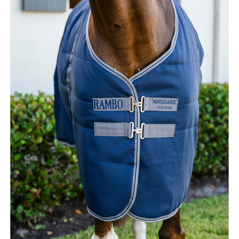 Horseware Rambo 200g Stable Rug - Navy/Thunderstorm Grey Silver-1