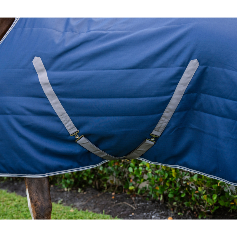 Horseware Rambo 400g Stable Rug - Navy/Thunderstorm Grey Silver-2