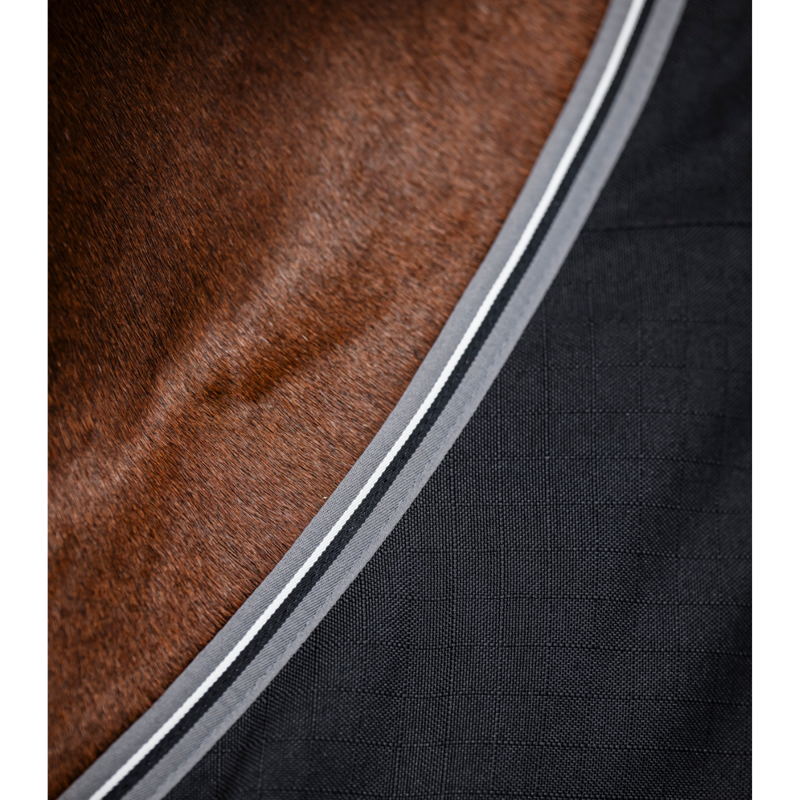 Horseware Rambo 100g Stable Rug - Black/Thunderstorm Grey and Silver-3