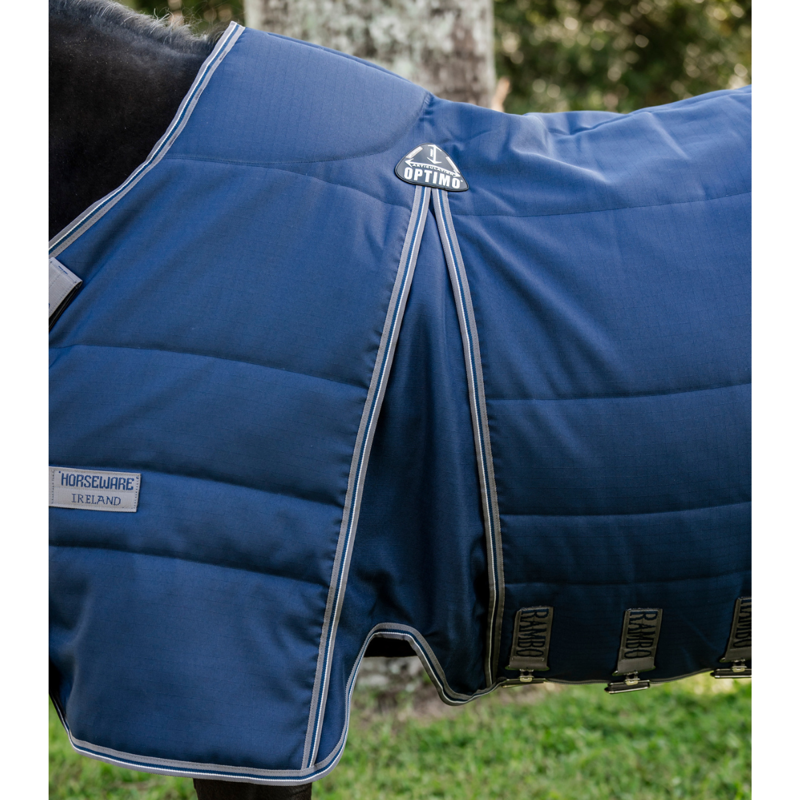 Horseware Rambo 200g Optimo Stable Rug - Navy/Thunderstorm Grey Silver-9