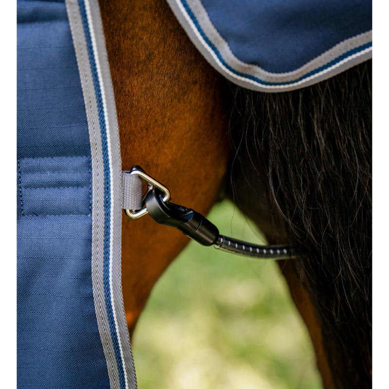 Horseware Rambo 400g Optimo Stable Rug - Navy/Thunderstorm Grey Silver-4