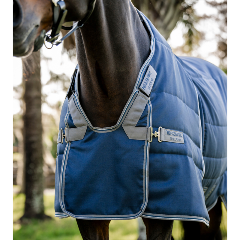 Horseware Rambo 400g Optimo Stable Rug - Navy/Thunderstorm Grey Silver-1