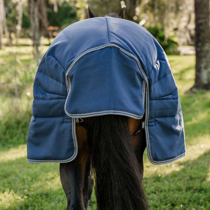 Horseware Rambo 400g Optimo Stable Rug - Navy/Thunderstorm Grey Silver-3