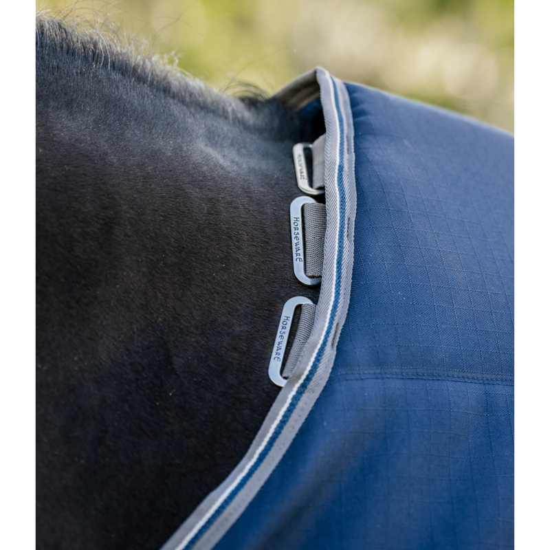 Horseware Rambo 200g Optimo Stable Rug - Navy/Thunderstorm Grey Silver-8