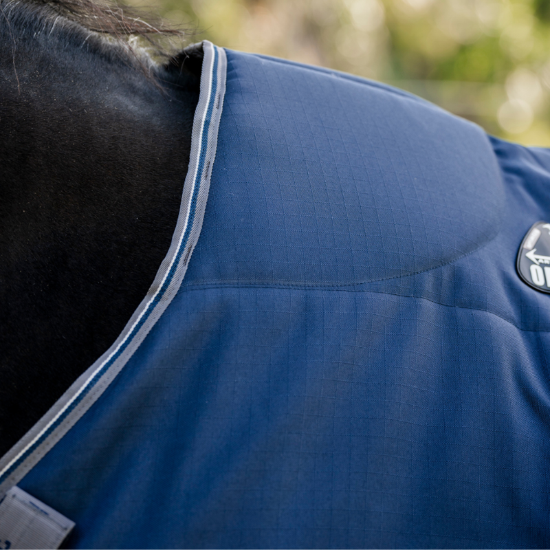 Horseware Rambo 400g Optimo Stable Rug - Navy/Thunderstorm Grey Silver-6