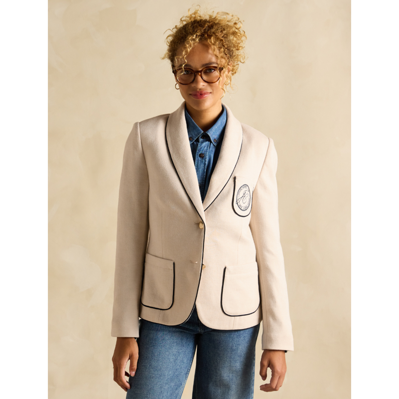 Joules Ladies Hartley Shawl Collar Blazer - Oatmeal-1