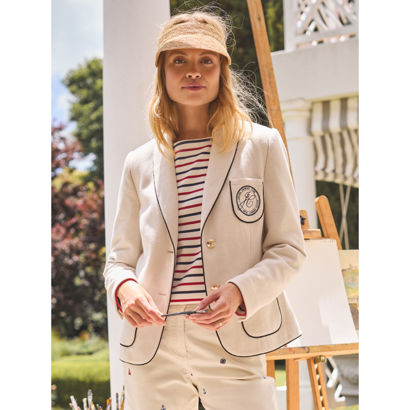 Joules Ladies Hartley Shawl Collar Blazer - Oatmeal-6