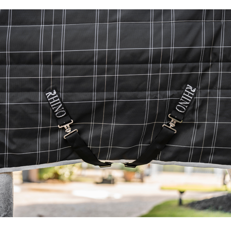 Horseware Rhino 250g Vari-Layer Stable Rug - Black/Grey/White Check Grey-2