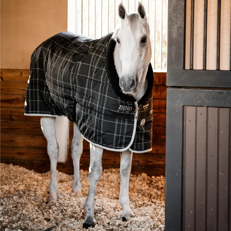 Horseware Rhino 250g Vari-Layer Stable Rug - Black/Grey/White Check Grey