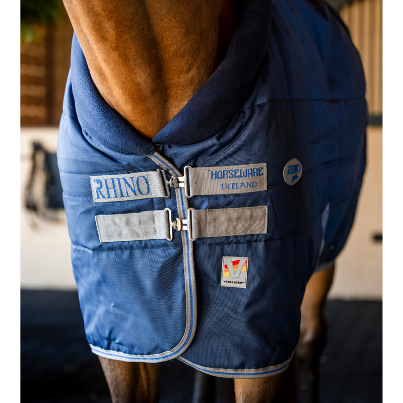 Horseware Rhino 250g Vari-Layer Stable Rug - Navy/Titanium Grey and Classic Blue-1
